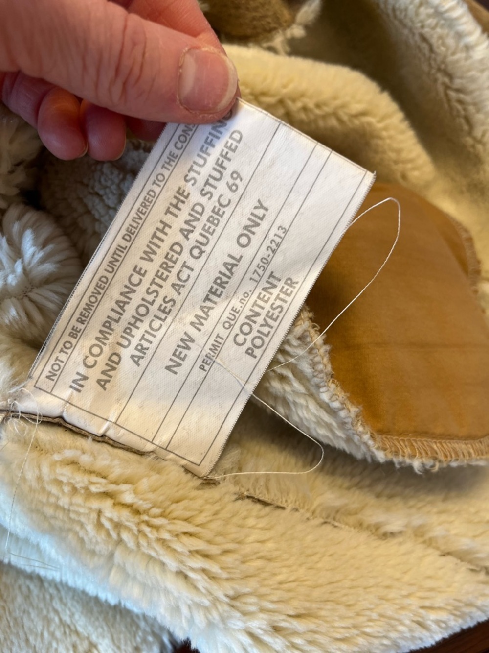Vintage Y2K leather Sherpa Jacket Shearling Style Coat Aviator Beige Warm - Picture 3 of 16